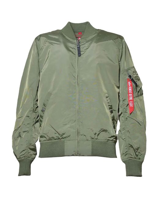 Alpha Industries Green Zip-Up Bomber Jacket for men