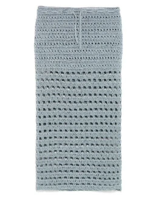A.M.G Blue Open-Knit Midi Skirt