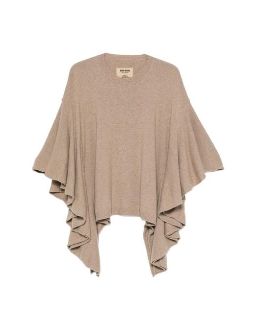 Uma Wang Natural Rouges Ruffled-Sleeve Sweater