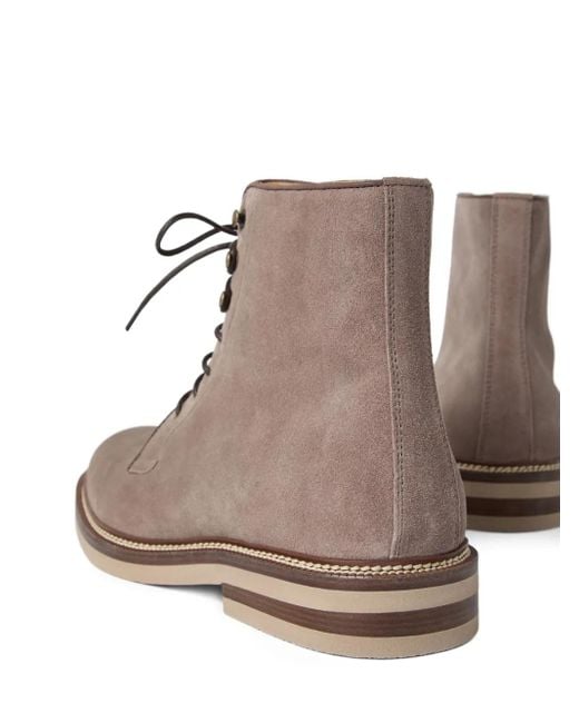 メンズ Brunello Cucinelli レースアップ スエードブーツ Brown