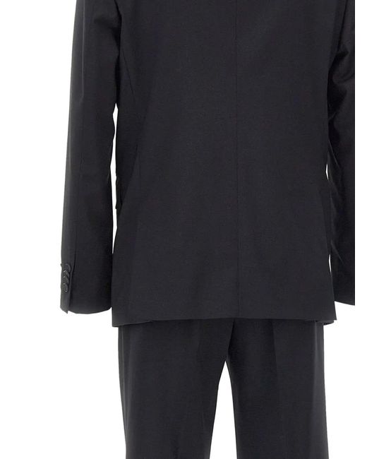 Manuel Ritz Black Flap-Pockets Two-Button Suit for men