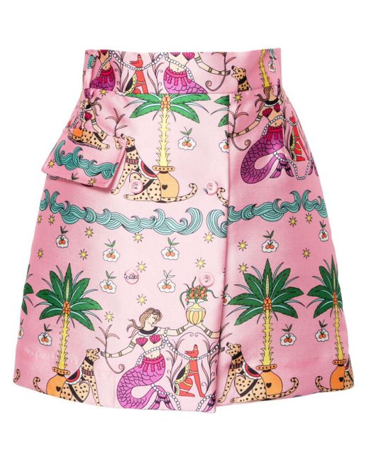 ALESSANDRO ENRIQUEZ Pink St. Mermaid Satin Miniskirt