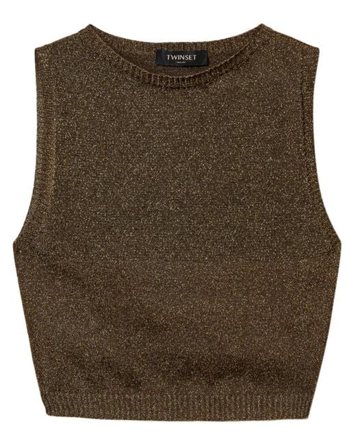Twinset Brown Lurex Knitted Top
