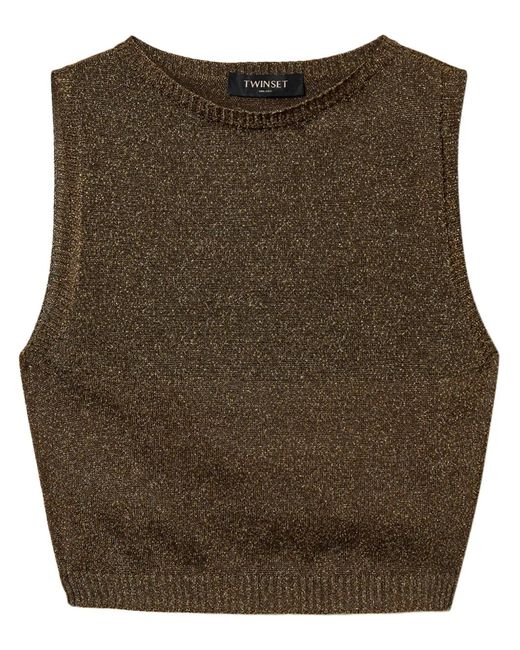 Twinset Brown Lurex Knitted Top