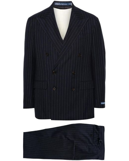 Polo Ralph Lauren Blue Double-Breasted Pinstriped Suit for men