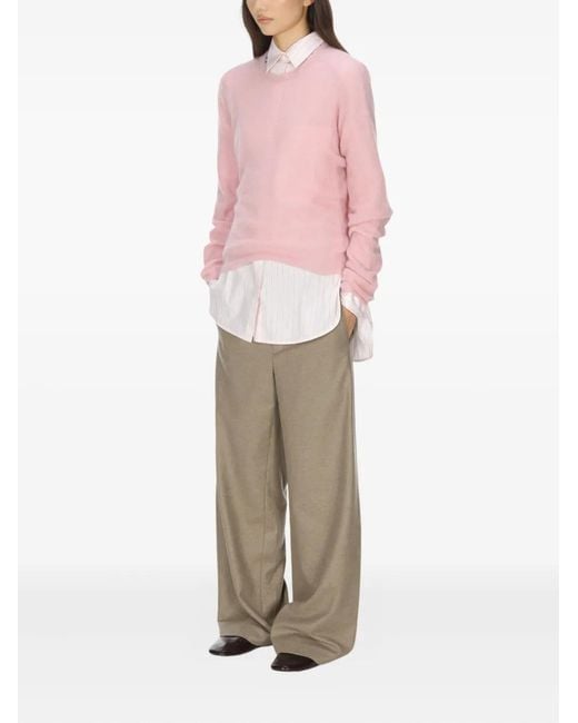 Auralee Pink Alpaca Wool-Blend Sweater