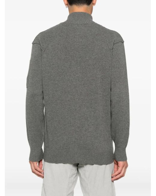 C P Company Gray Lens-Detail Zip-Up Cardigan for men