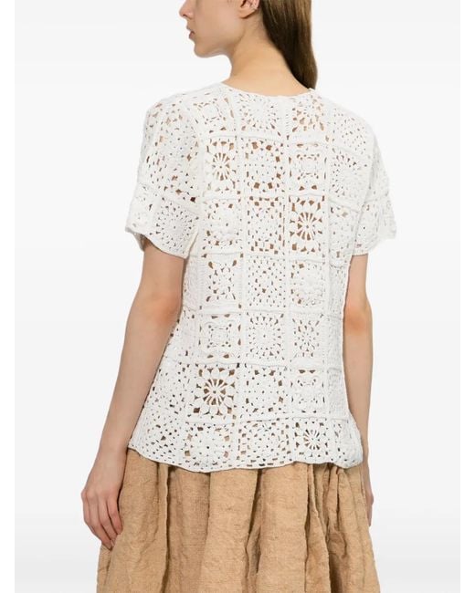 Comme des Garçons White Crochet-Knit Top