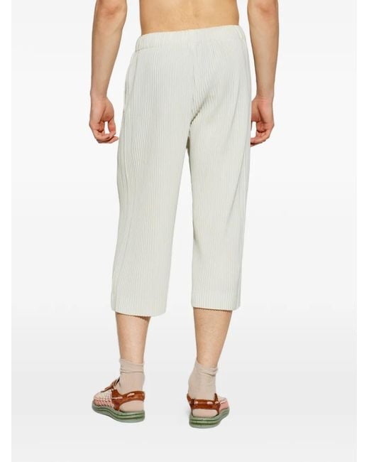 Homme Plissé Issey Miyake White Pleated Trousers for men
