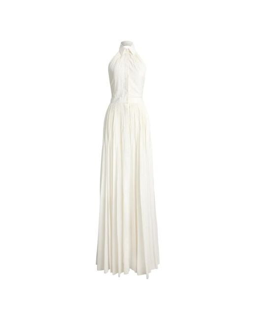 Ralph Lauren White Eldred Pleated Maxi Dress