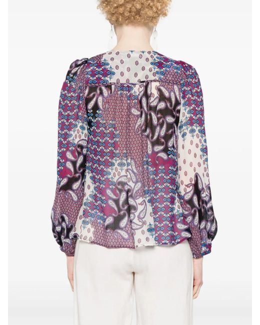 Ba&sh Purple Blair Top With Amebas Print