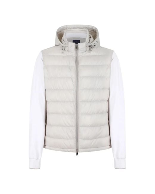 Paul & Shark White Quilted Hooded Jacket for men