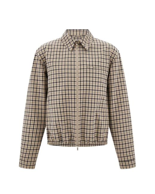 Ferragamo White Check Bomber Jacket for men