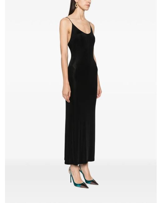 Saint Laurent Black Cassandre-Chain Backless Dress