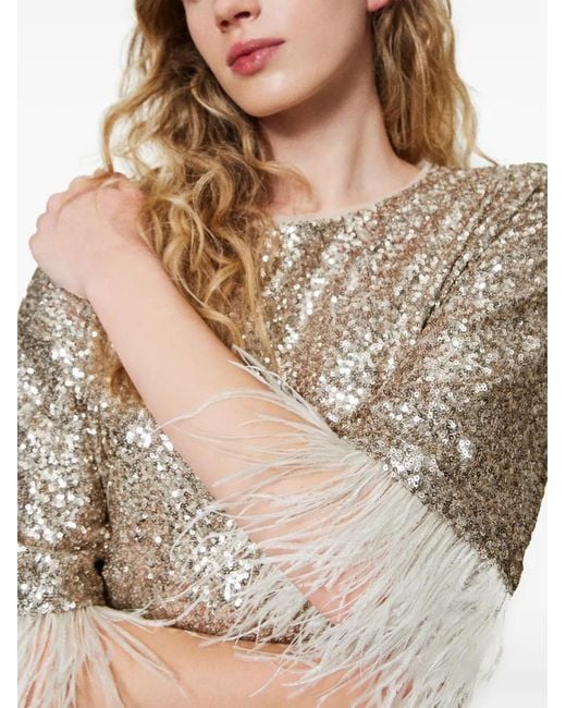 Twinset Gray Sequin-Embellished Minidress