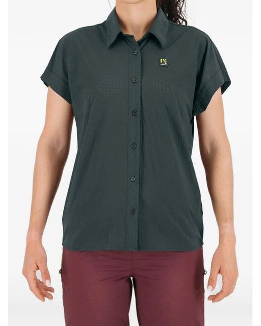 Karpos Green Salatis W Buttoned Short-Sleeve Top