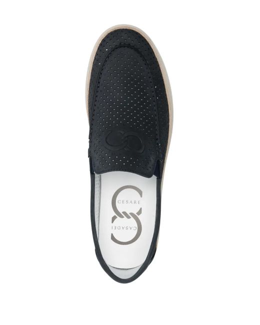 Casadei Blue Nabuk Slip-On Loafers for men
