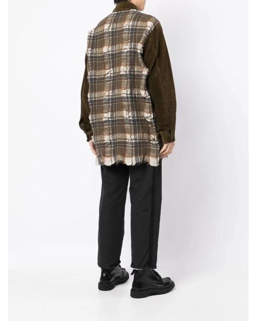 Uma Wang Black Juan Panelled Plaid Jacket for men