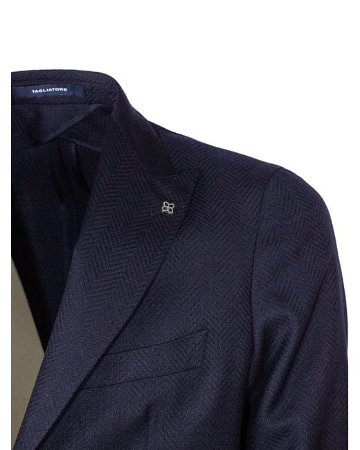 Tagliatore Blue Virgin Wool Blazer for men