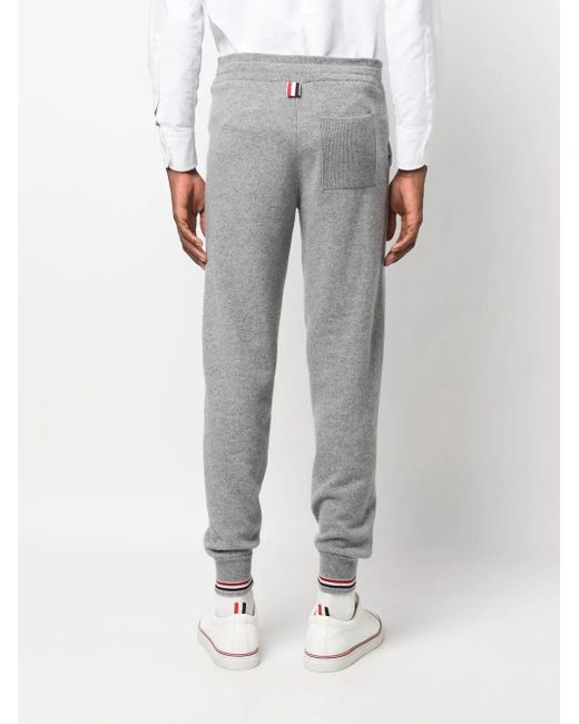Thom Browne Gray Cashmere Knitted Track Pants for men