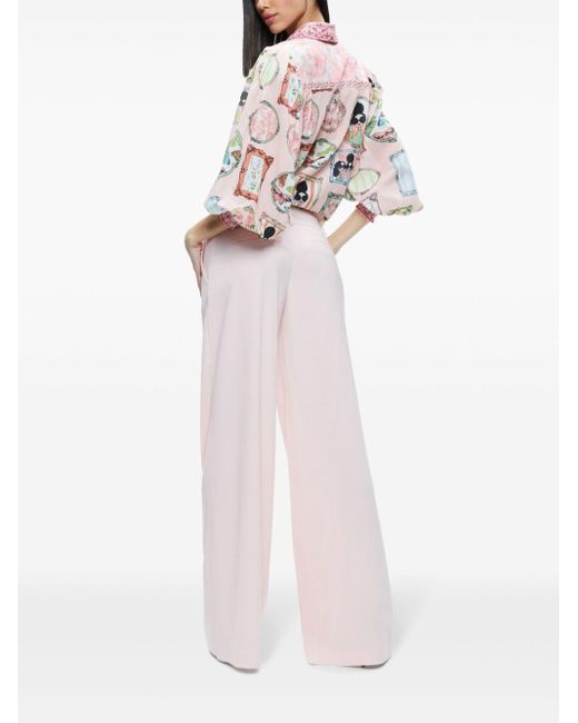 Alice + Olivia Pink Tiffie Stace Face Cotton Shirt