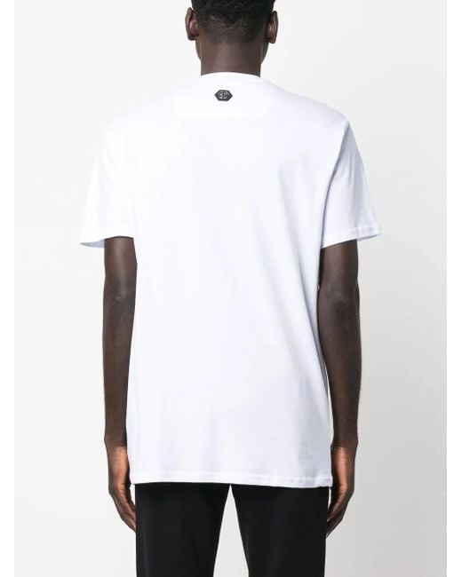 Philipp Plein White Skull-Print Crew-Neck T-Shirt for men