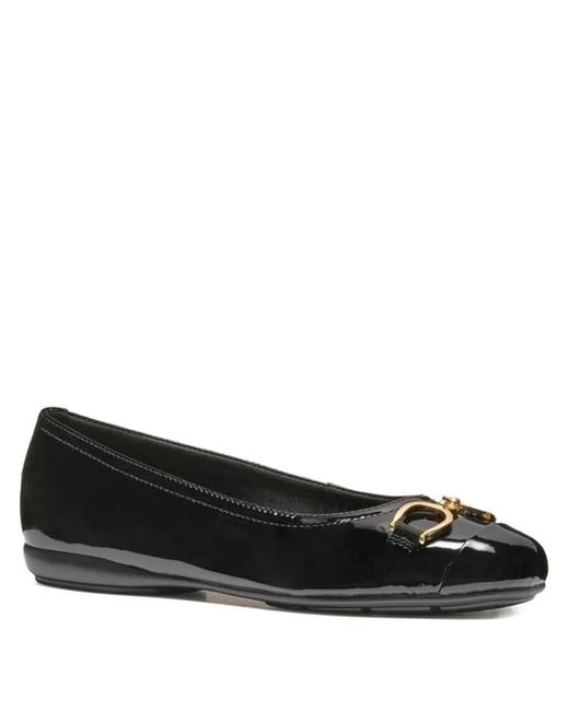 Geox Black Buckle-Detail Ballet Flats