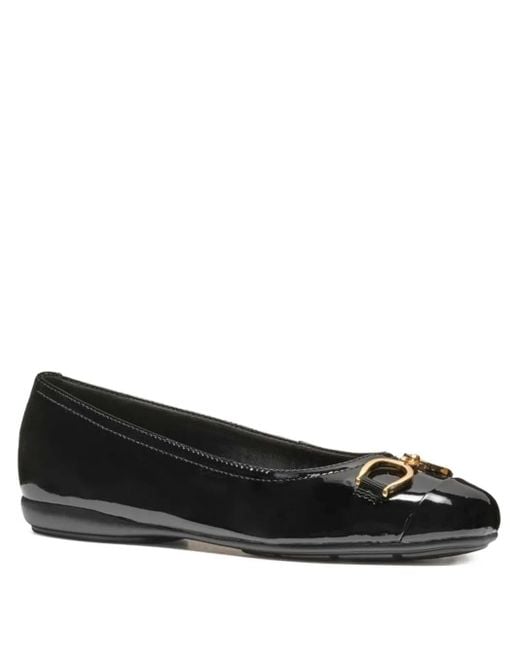 Geox Black Buckle-Detail Ballet Flats