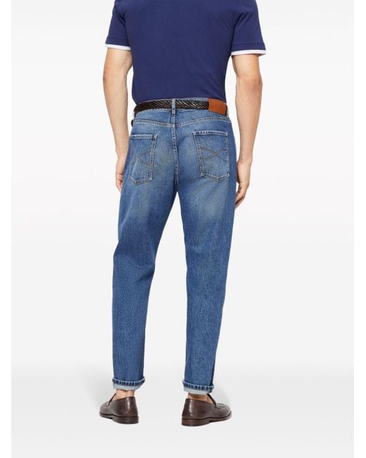 Brunello Cucinelli Jeans Met Toelopende Pijpen in het Blue voor heren