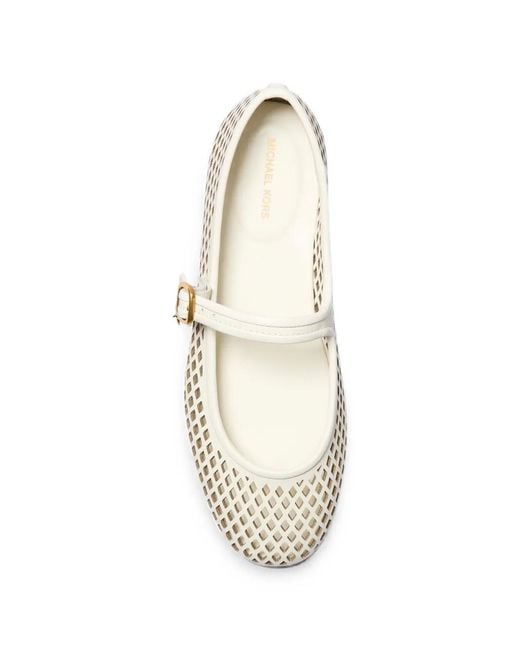Michael Kors White Nellie Flex Laser-Cut Ballet Flats