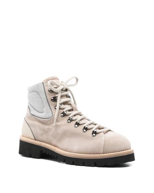 Eleventy Natural Lace-Up Leather Boots for men