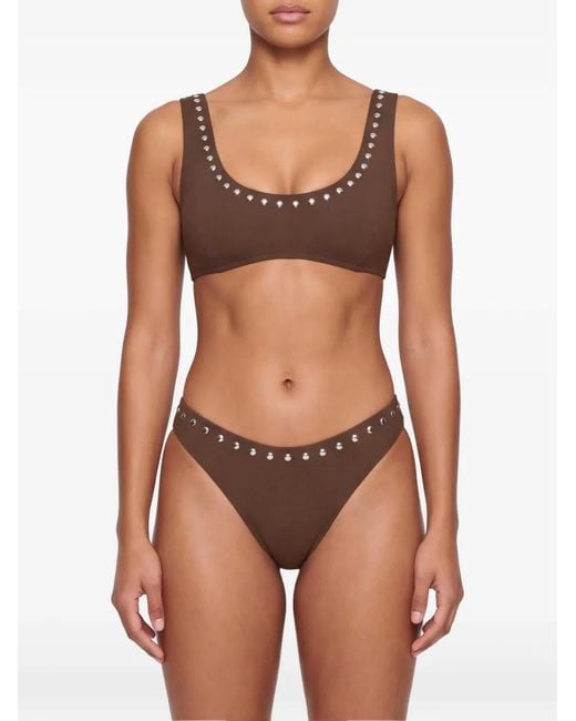 Let's Swim Brown Studded Bikini Top