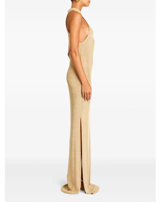 SER.O.YA Natural Metallic-Knit Maxi Dress