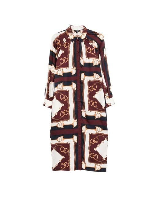 Ralph Lauren White Stirrup Print Shirt Midi Dress