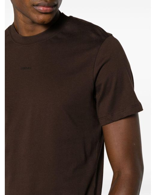 Sandro Brown Logo-embroidered Cotton T-shirt for men