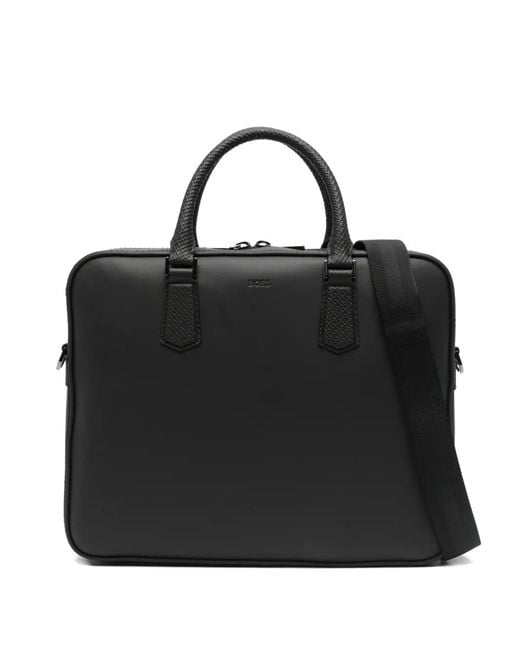 Boss Black Woven-Handle Briefcase for men