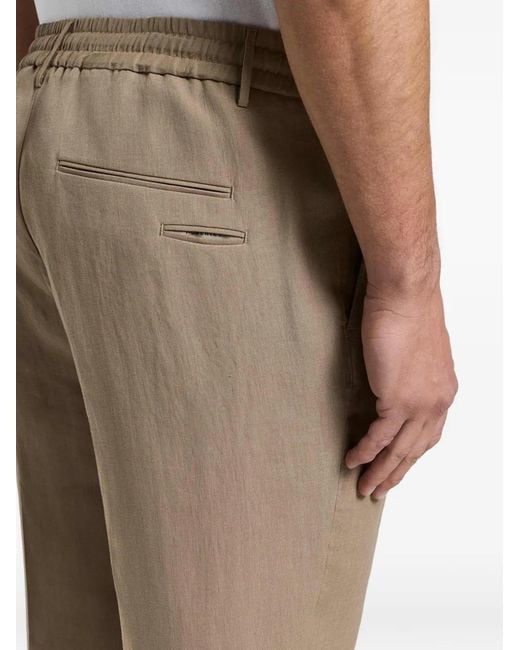 Peserico White Drawstring-Waistband Pressed-Crease Trousers for men