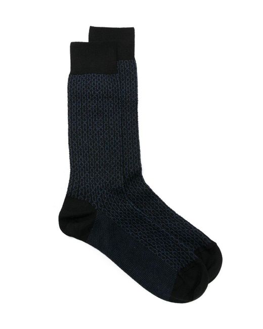 Ferragamo Black Gancini-Print Ankle Socks for men