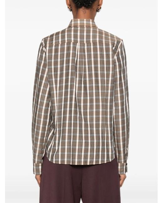 Forte_forte White Ruffled Check Shirt