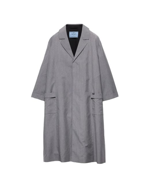 Prada Gray Single-Breasted Light Mohair Coat
