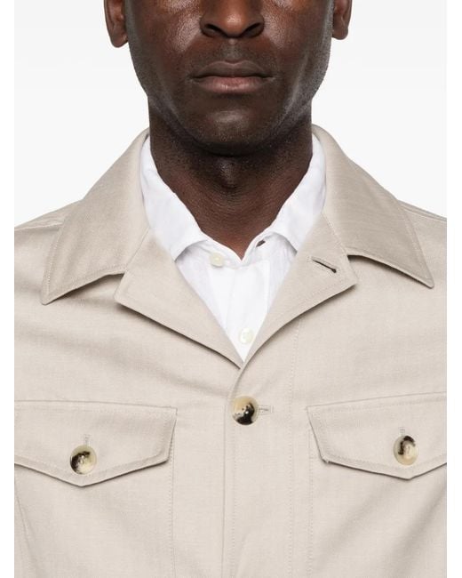 Canali White Four-Pocket Button-Up Jacket for men