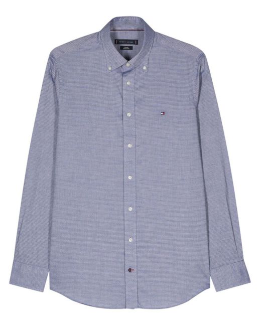 Tommy Hilfiger Blue Monogram-jacquard Cotton Shirt for men