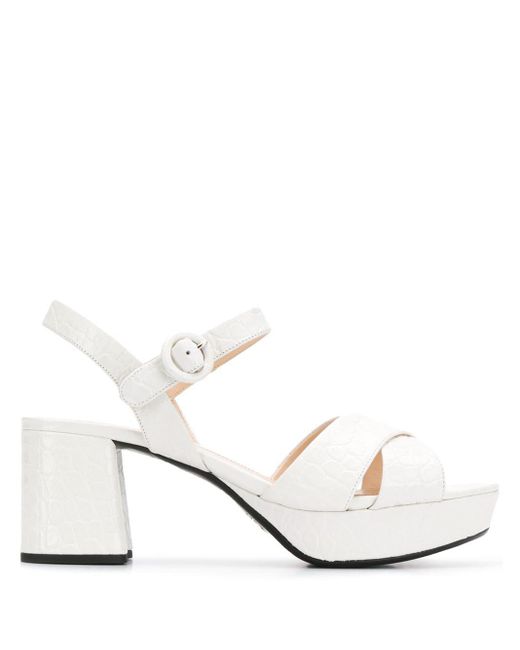 Prada White Block Heel Sandals
