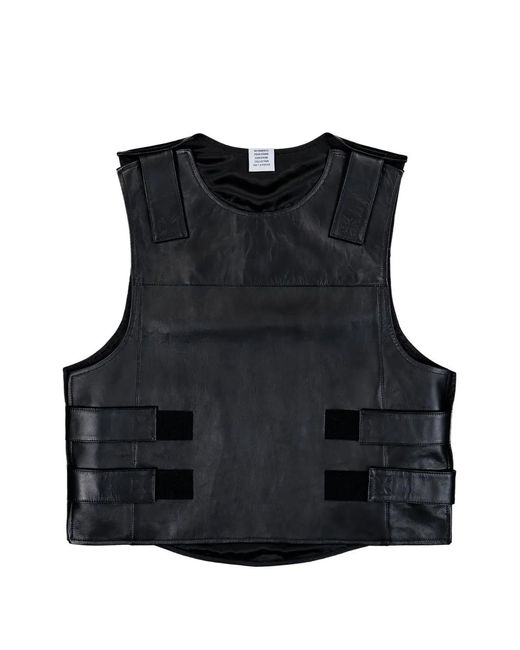 Vetements Black Leather Vest for men