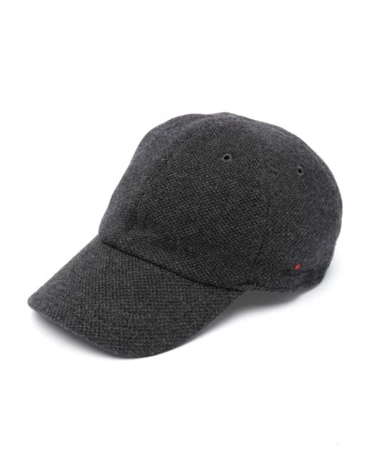 Kiton Gray Embroidered-logo Cashmere Cap for men