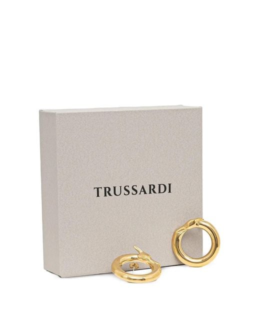 Trussardi Metallic Greyhound-Detail Hoop Earrings