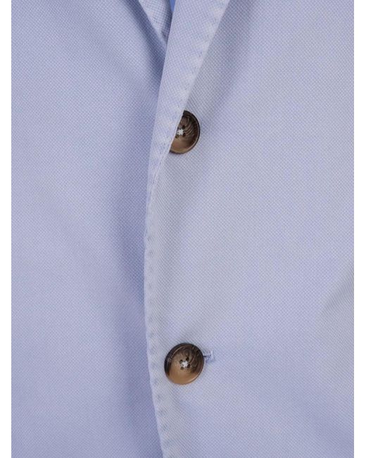 RUSSO CAPRI Blue Button Oxford Blazer for men