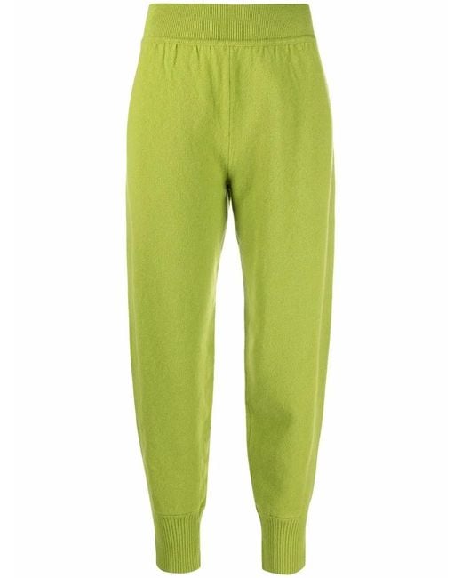 Alberta Ferretti Green Ribbed-Detailing Knitted Joggers