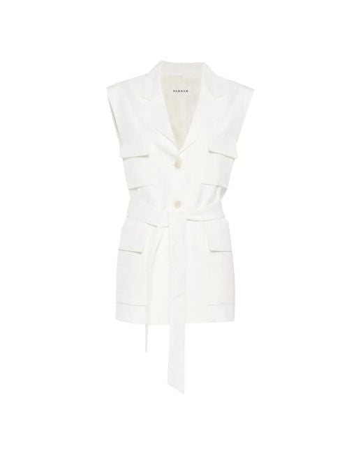 P.A.R.O.S.H. White Pocket Belted Waistcoat