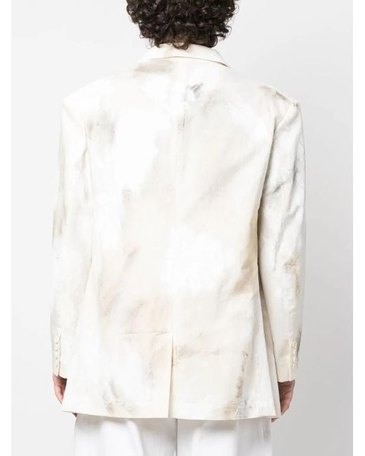 Yohji Yamamoto White Abstract-Print Jacket for men